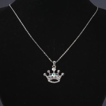 Crown Pendant on Chain in Chameleon Crystals, 55 cm chain, 4 cm pendant
