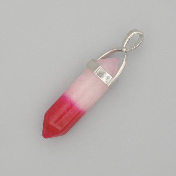 Hexagonal pendant with tinted pink-white quartz, 4 cm+