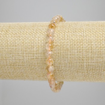 Citrine Bracelet with Smooth 6mm Beads, 18 cm Length, Elastic Stretch Cord