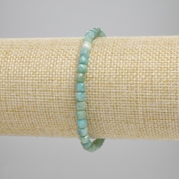 Amazonite Faceted Cube Bracelet, 4x4 mm cubes, length 18 cm +/- stretch