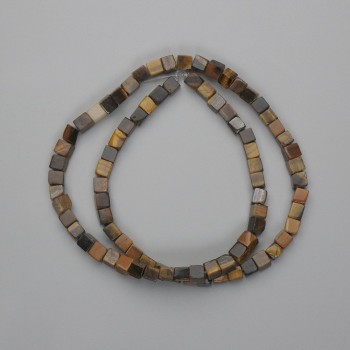 Tiger's Eye Cube Beads, 4–4.5 mm, 38 cm on thread