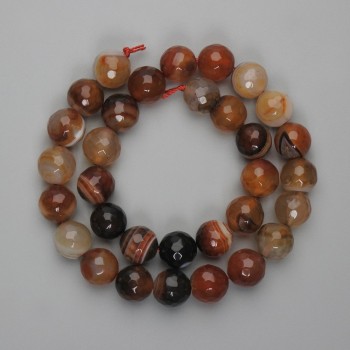 Faceted Agate Beads, Round Ball Shape, 12 mm Diameter, 37 cm Long on Thread