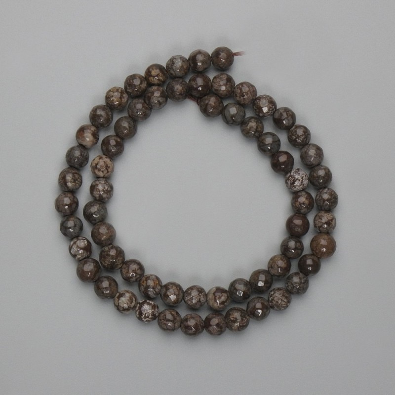 Coffee Jasper Faceted Round Beads, 6 mm diameter ±, 36 cm length ± on thread
