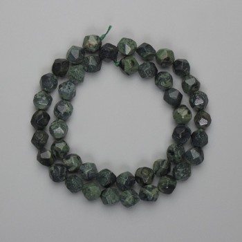 Faceted Ocean Jasper Beads, diameter 8x7 mm, length approx. 38 cm on a thread