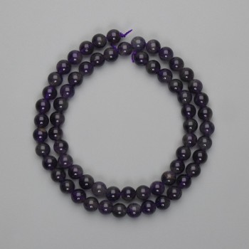 Amethyst beads, smooth ball, 6mm diameter, 38cm length on thread