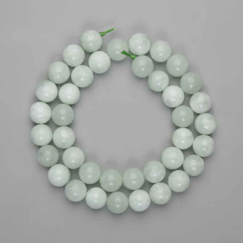 Angelite beads, smooth spheres, 10mm diameter, 39cm length on thread