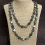 Long Necklace Gray Mother-of-Pearl Coin Beads, 120 cm
