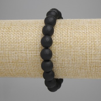 Shungite bracelet with smooth beads 10 mm, length about 18 cm, stretch