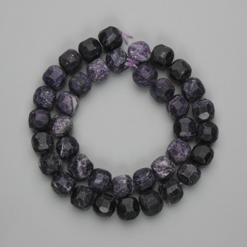 Sugilite Beads, Faceted Cubes 10x10 mm, Length 38 cm ± on Thread