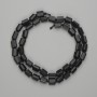 Shungite beads, faceted cut 7–8×5–6 mm, on thread, 40 cm long