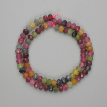 Tourmaline beads, faceted rondelle, 6x4.5 mm, 37 cm length on thread