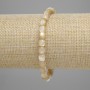 Beige Mother-of-Pearl Barrel Bead Bracelet, 6x6 mm, 18 cm length, stretch