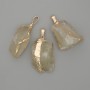 Calcite Pendant, Unpolished Stone ~ 44x23mm +/- assorted sizes, Gold-tone metal