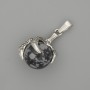 Pendant Snowy Obsidian Paw with Sphere 18×37 mm, Silvertone Metal