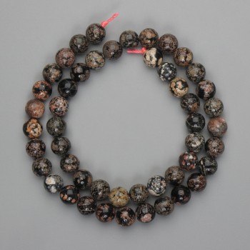 Landscape Jasper Beads, smooth round 7.5 mm, 39 cm on thread
