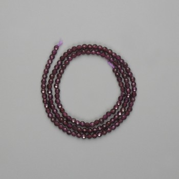 Garnet Beads, Faceted Round 3mm, 38 cm on Thread