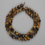 Tiger's Eye beads faceted cube 7x7 mm, length 40 cm on thread