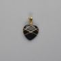 Heart Pendant in Wire-Wrapped Agate, 21x21 mm, diameter about 30 mm