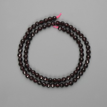 Garnet Beads, Faceted Ball 5mm, 39 cm +/- on Thread