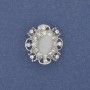 Brooch Accent Cat's Eye with White Crystals Silver-tone Metal 22×19 mm+