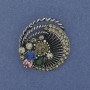 Accent Brooch with Crystals in Silver-Tone Metal 32x36 mm