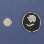 Magnetic Brooch: Rose on Black Enamel, Silvery Metal, 38×41 mm+
