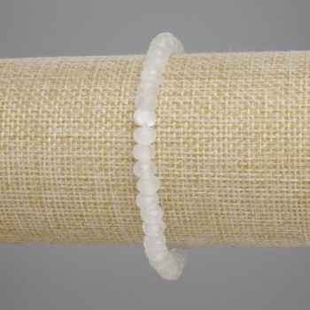 Bracelet Rock Crystal, Faceted Rondelle, diameter 6×4 mm ±, length ~18 cm on stretch cord