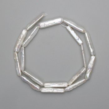 Baroque pearl beads with petrol tint, 23-25×5 mm, 5-6 mm ±, strand length 38 cm