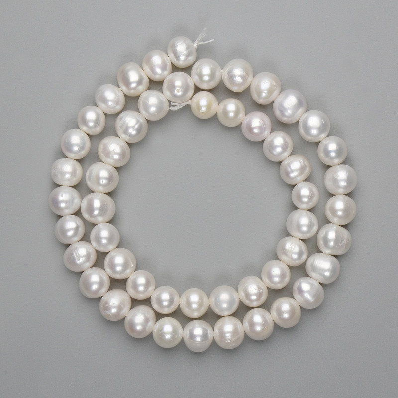 Beads from natural river pearls 8.5-9×8 mm, 39 cm length on a thread