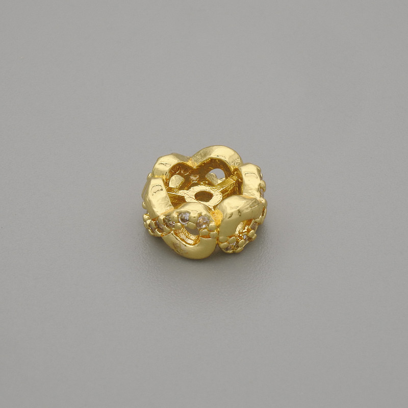 Gold-tone bead insert, 8×4 mm, hole diameter approximately 1.1 mm, per piece