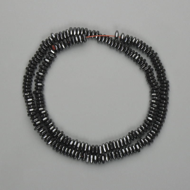 Faceted hematite rondelle beads 5x1.5 mm, length about 40 cm