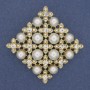 Brooch-Pendant "Mallorca Diamond" with White Rhinestones, Gold-Tone Metal, 56 mm+