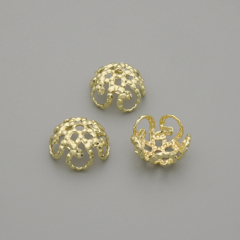 Bead cap for beads, gold color, 8 mm diameter ±, hole diameter 0.7 mm ±, packaging 10 pcs