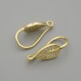 Leaf Ear Wires with White Rhinestones, Gold-Tone Metal, 19×6 mm (Pair)