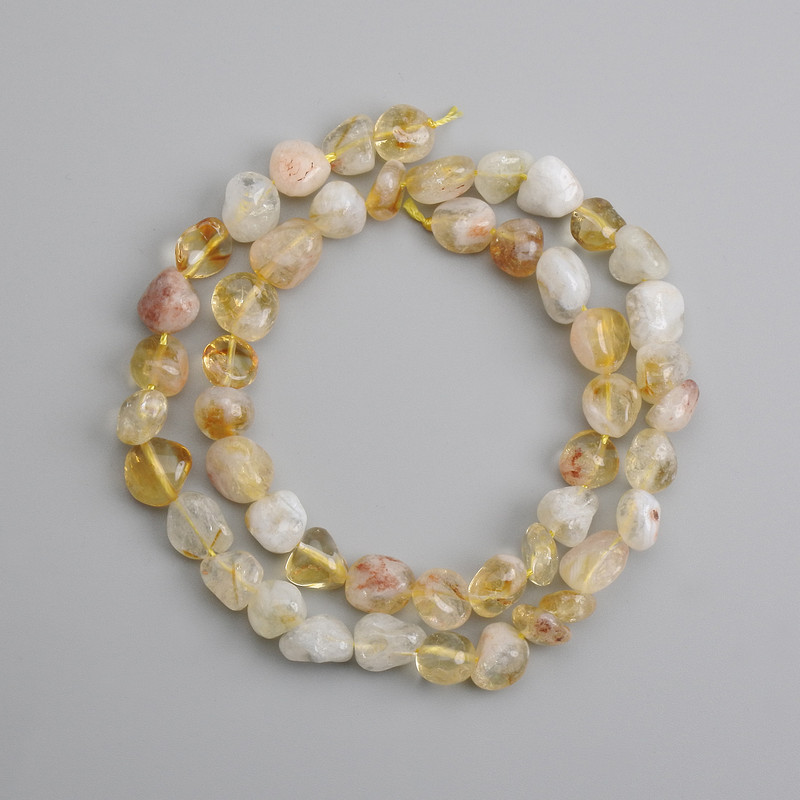 Faceted Citrine Beads, diameter 8–10×8–9 mm +-, length 40 cm +