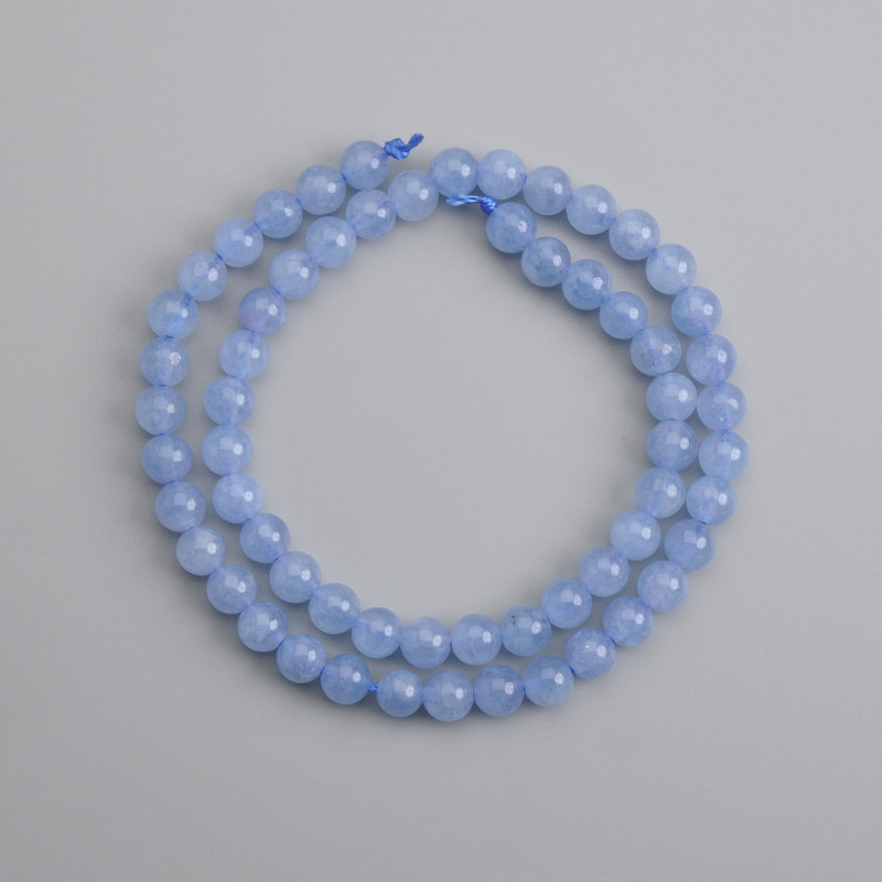 Aquamarine Beads: Smooth Round Beads, 6 mm Diameter, 37 cm Length