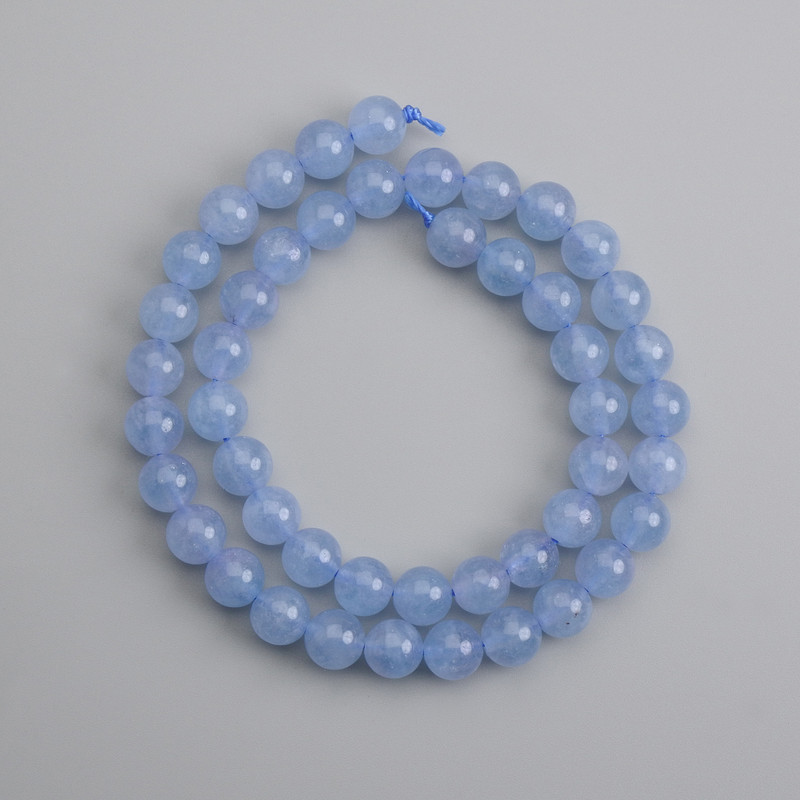 Aquamarine Beads, Smooth Round Bead, Diameter 8 mm ±, Length 38 cm ±