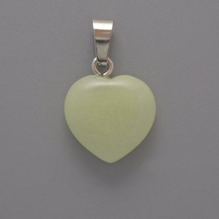 Heart-shaped Onyx Pendant with Green Glow, 15×15×6 mm, length 23 mm ±