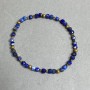 Bracelet with faceted lapis lazuli cubes, 4 mm diameter ±, with metal inlays, length 18 cm ± stretch
