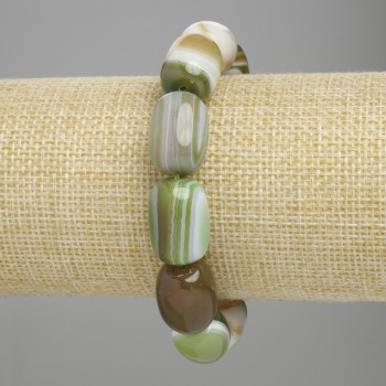 Agate Barrel Bracelet, diameter 17-18×12-13 mm, length 18 cm, stretch