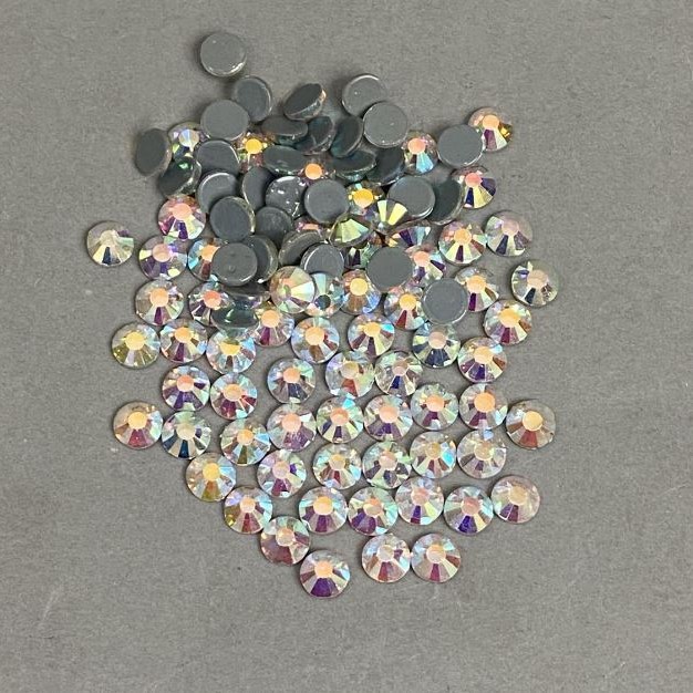 No-heat-fix rainbow rhinestones, 6 mm diameter, pack 355 g (±)