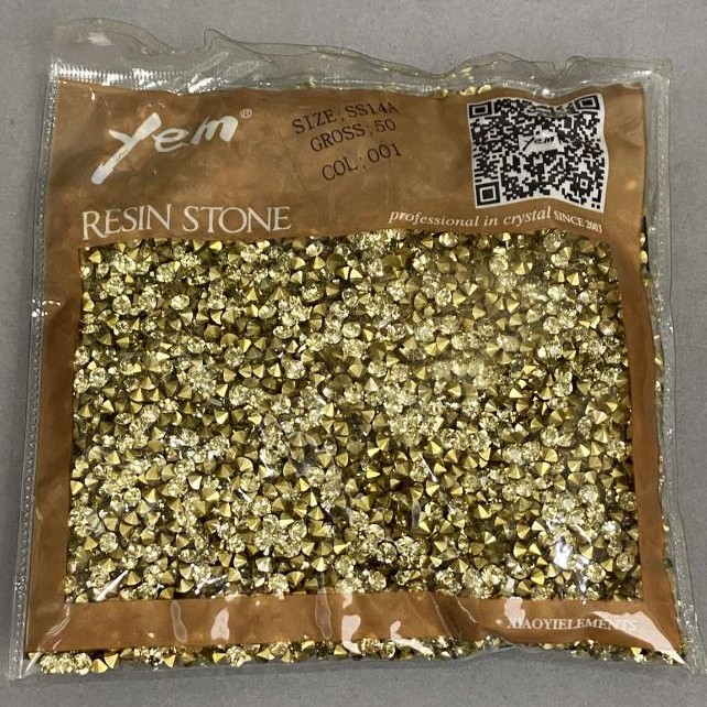 Yellow Rhinestones, 4 mm diameter, packaging 75 g (±)