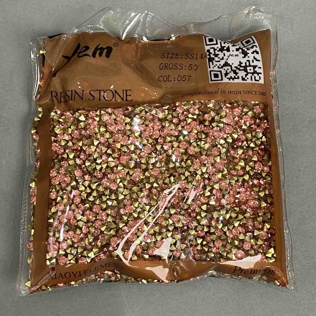 Pink Rhinestones, pink color, diameter 4 mm ±, pack 75 g (±)
