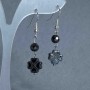 Earrings 'Hematite Clover' 10 mm ±, faceted bead 6 mm ±, length 40 cm ± stretch