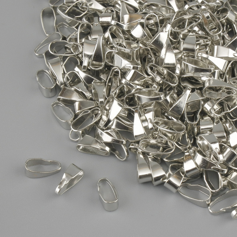 Pendant Bail Holder for Sub-Pendant, diameter 3 mm ±, length 7 mm ±, metal color Silver, packaging 18 g +