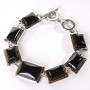 Clearance. Agate bracelet with a smooth bezel, rectangular stones 18x22 mm + 15x20 mm, length 18-21 cm