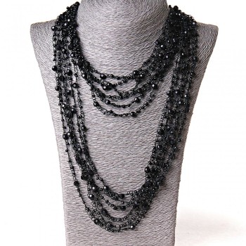 ( 140 cm ) Spiderweb Necklace with Round Pendants, Black