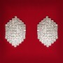 (22x22 mm) Women's earrings with white rhinestones, light metal, wedding and evening studs (studs) classic medium