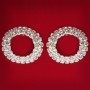 (25 mm) Women's Earrings with White Rhinestones, Light Metal, Wedding and Evening Studs, Round Donut Medium