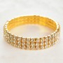 Three-row stretch bracelet with yellow sparkling rhinestones, 17 cm circumference